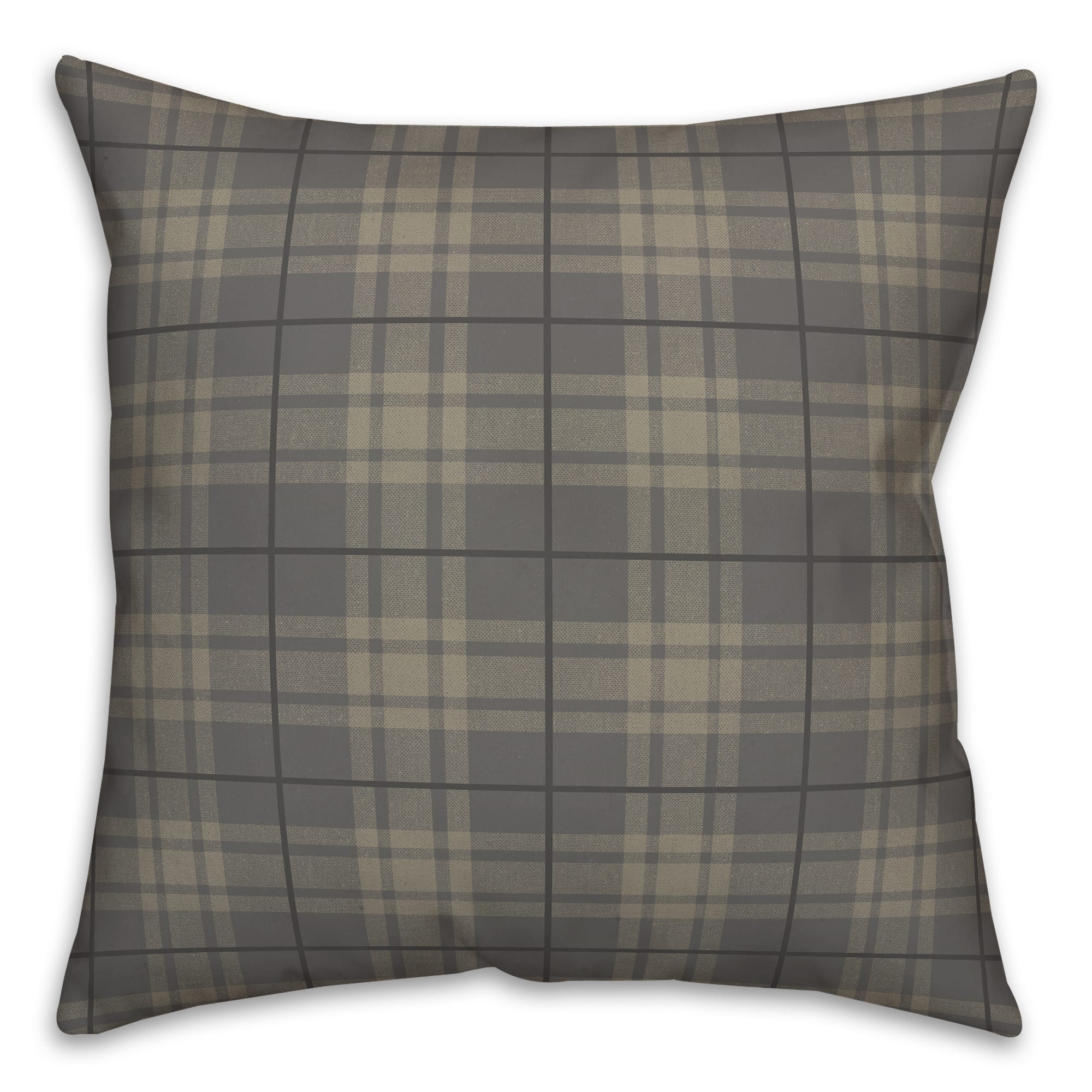 Dark Gray Plaid Throw Pillow